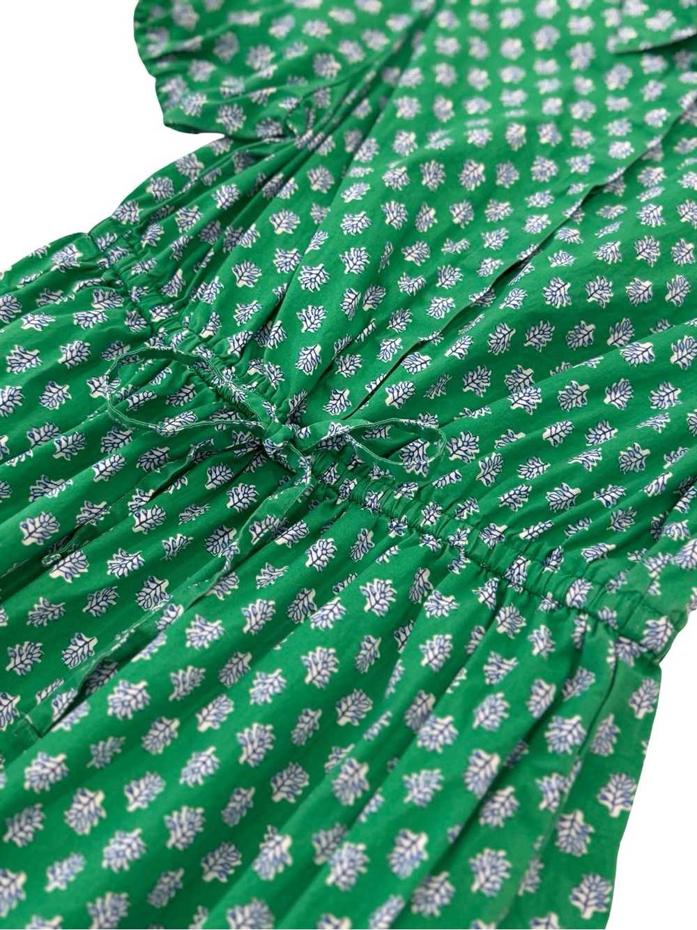 J. Crew Green Floral Tie-Waist Mini Dress - Picture 5 of 8